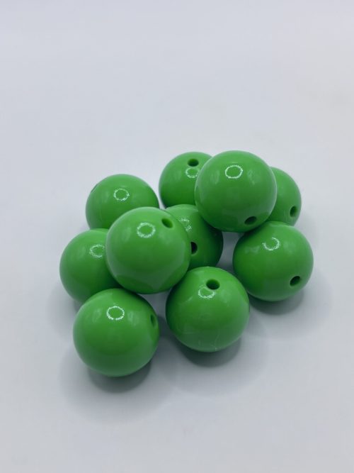 Silicone 15mm Glossy Green Beads