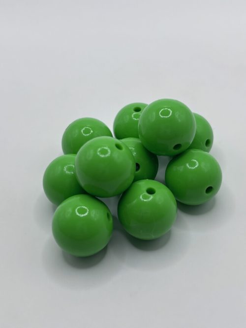 Silicone 15mm Glossy Green Beads