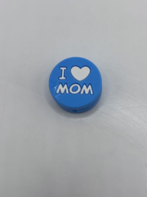 blue I love mom beads