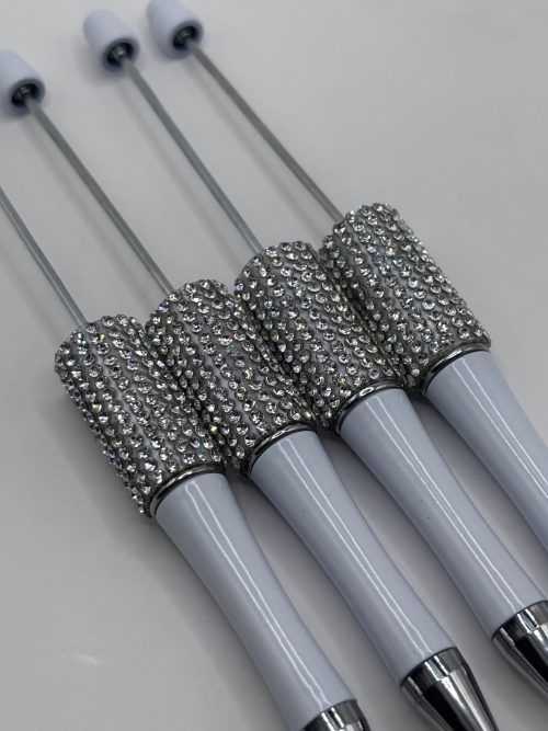 White Rhinestone Beadable Pens