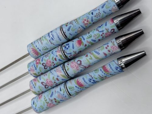 Blue Flower Beadable Pens